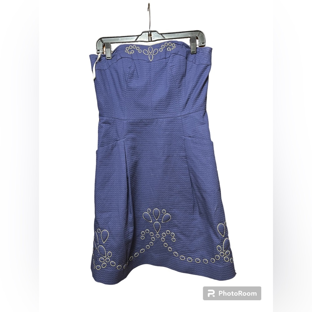 Lilly Pulitzer Navy Embroidered Fit and Flare Dress